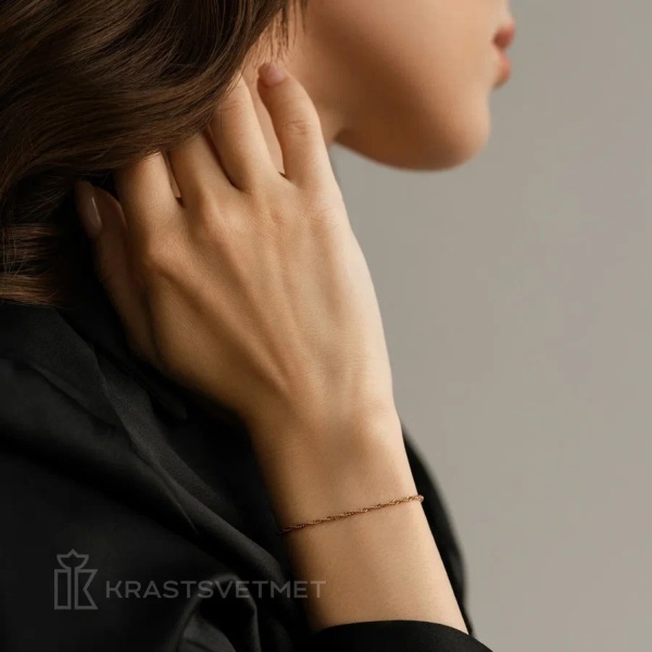 Браслет из красного золота, плетение «Сингапур»